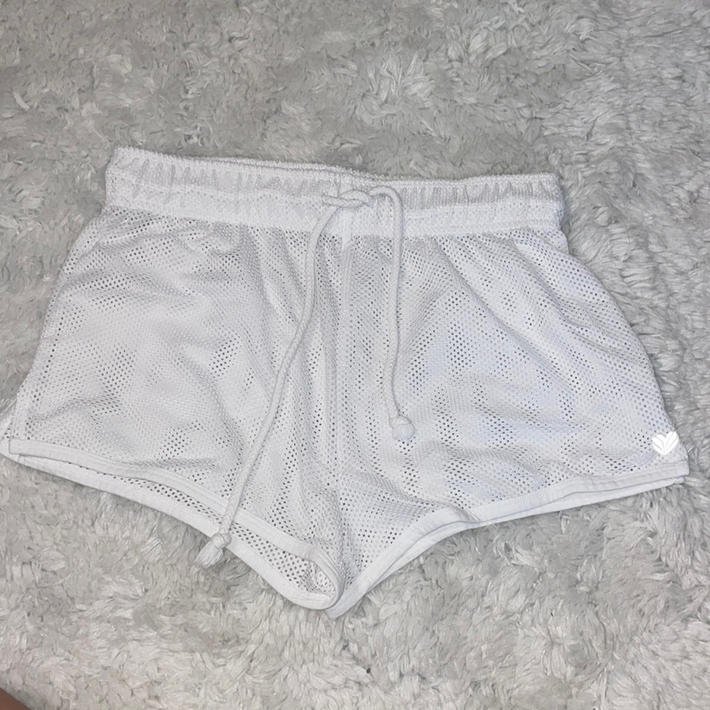 White Mesh Swim Cover Shorts